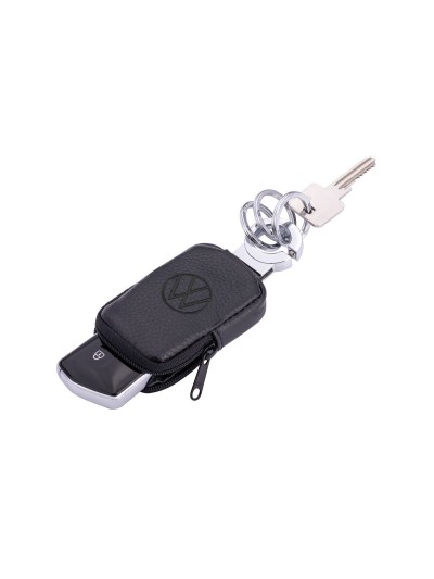 Schlüsselanhänger VW Logo Klickverschluss mit Ledertäschchen Schlüsselanhänger VW Logo Klickverschluss mit Ledertäschchen