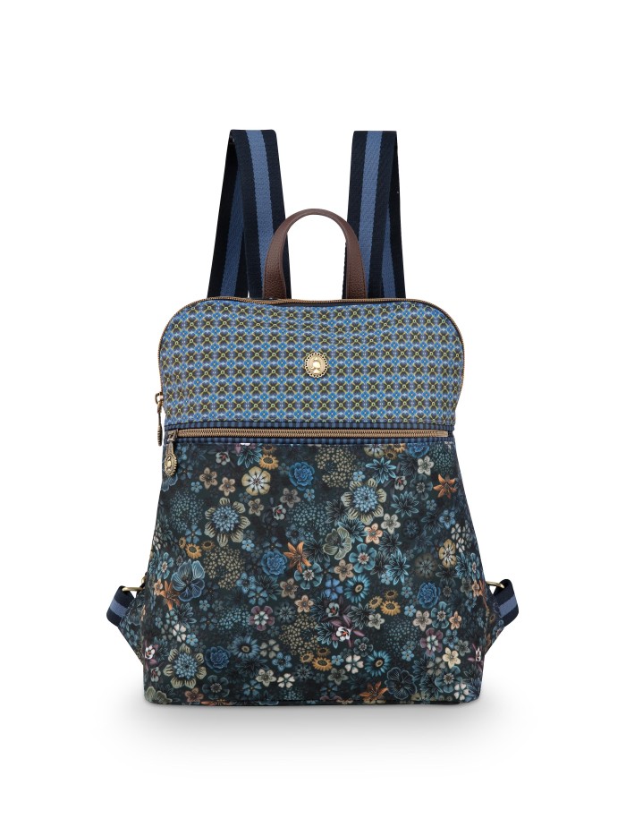 Pip Studio Rucksack Finlee Backpack Tutti i Fiori Blue, 28x11x36 cm