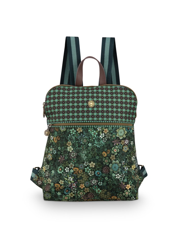 Pip Studio Rucksack Finlee Backpack Tutti i Fiori Green, 28x11x36 cm