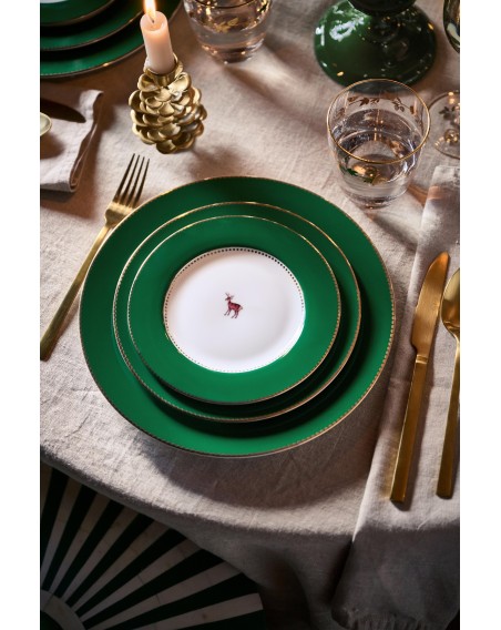 Teller Love Birds Dark Green 17 cm mit Hirsch
