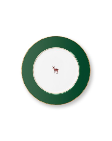 Teller Love Birds Dark Green 21 cm mit Hirsch