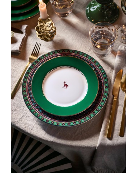 Teller Love Birds Dark Green 21 cm mit Hirsch