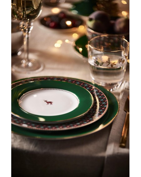 Teller Love Birds Dark Green 21 cm mit Hirsch