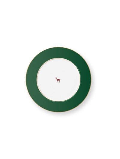 Teller Love Birds Dark Green 26,5 cm mit Hirsch