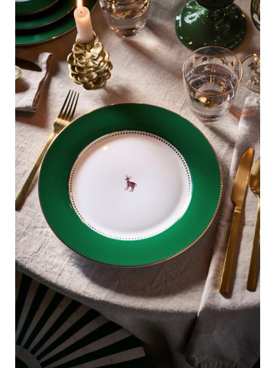 Teller Love Birds Dark Green 26,5 cm mit Hirsch