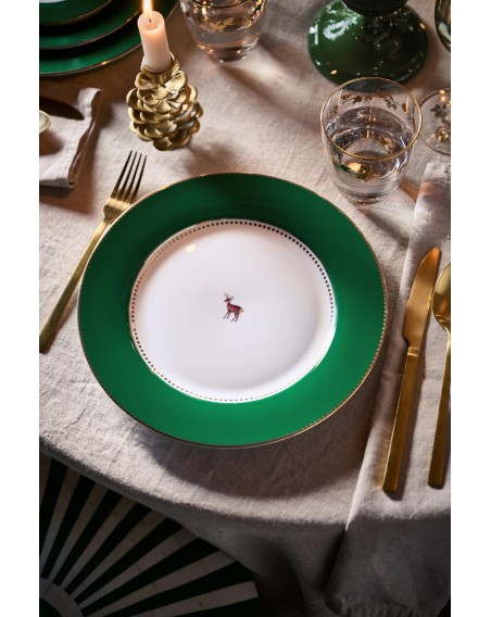 Teller Love Birds Dark Green 26,5 cm mit Hirsch