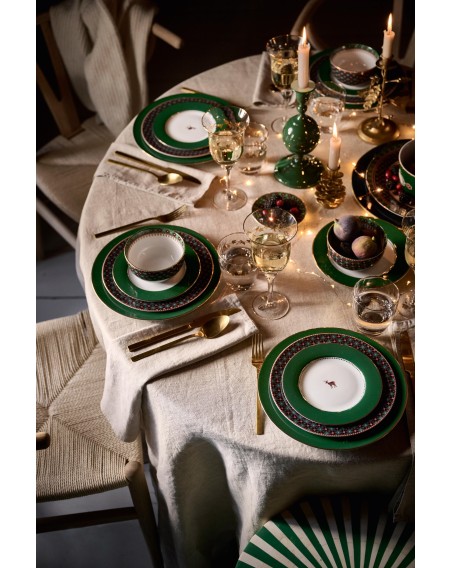 Teller Love Birds Dark Green 26,5 cm mit Hirsch
