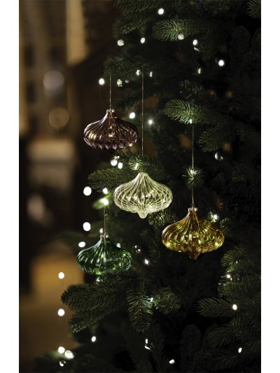 Sirius "Dina" LED Glasornament Weihnachtsanhänger grün, 11 cm