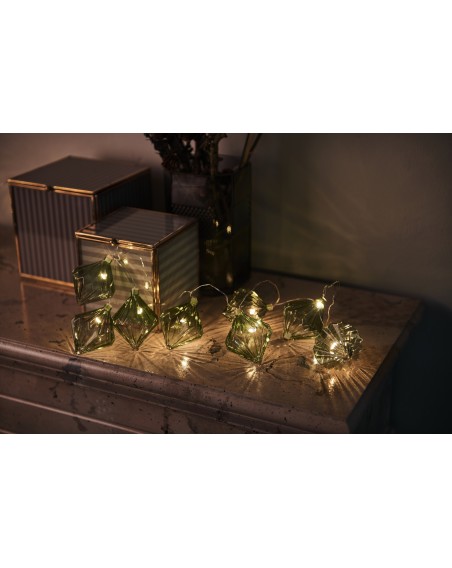 Sirius "Nellie" LED Glasgirlande Lichterkette Diamanten 1,5 m grün