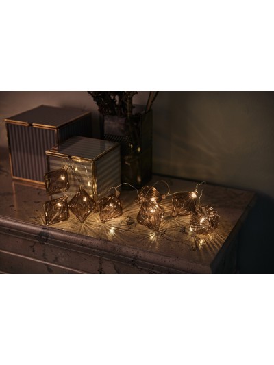 Sirius "Nellie" LED Glasgirlande Lichterkette Diamanten 1,5 m taupe