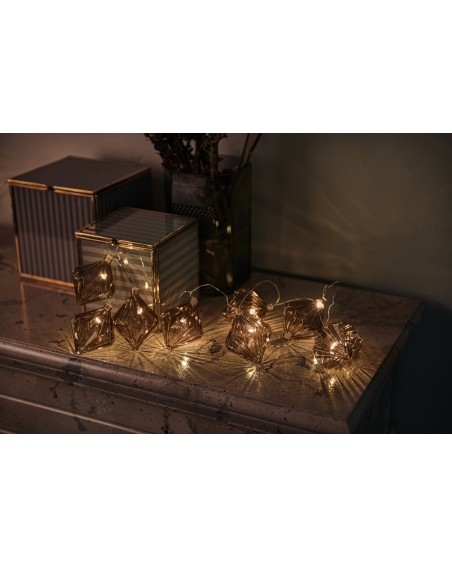Sirius "Nellie" LED Glasgirlande Lichterkette Diamanten 1,5 m taupe