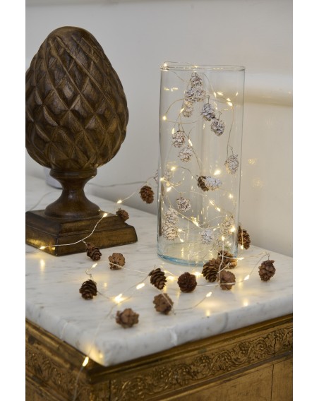 Sirius "Molly" LED Lichterkette Zapfen braun mit Schnee, 2 m, Batterie