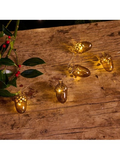 Sirius LED Tannenzapfen Lichterkette "Celina Acorn" Glas, Batterie