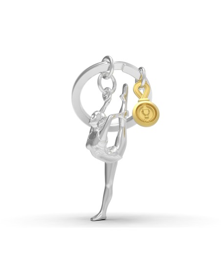 Schlüsselanhänger Turnerin "Gymnastik", Gold-Chrom