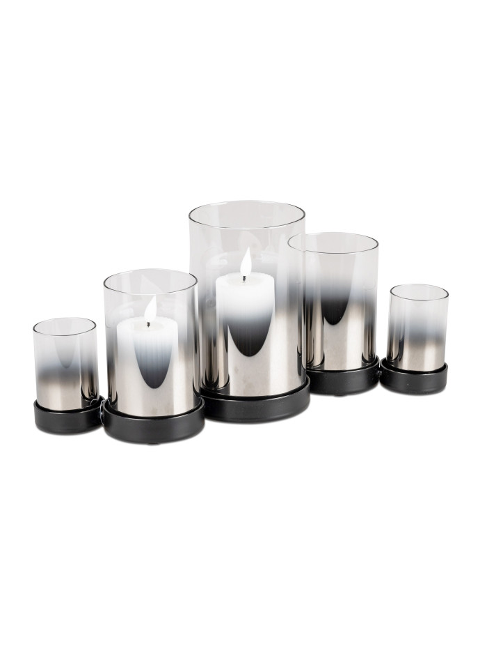 Windlicht Wili-Welle, Teelichthalter, Kerzenhalter Glas Set