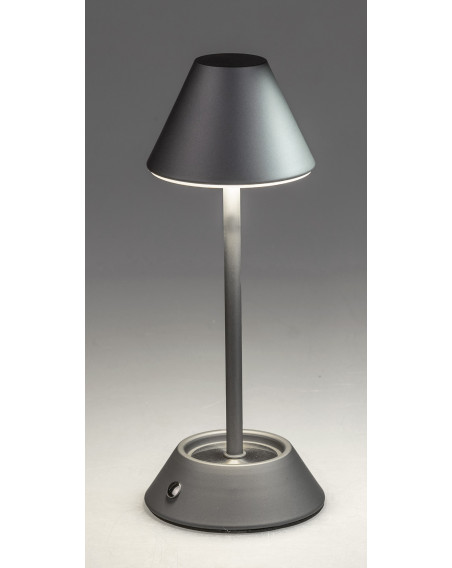 LED Tischlampe Touch Dimmer 26 cm matt grau, Metall, USB