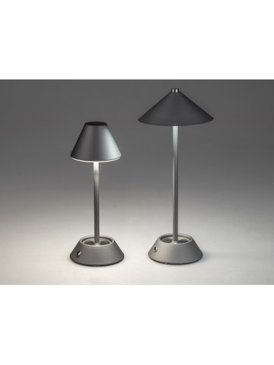 LED Tischlampe Touch Dimmer 34 cm matt grau, Metall, USB