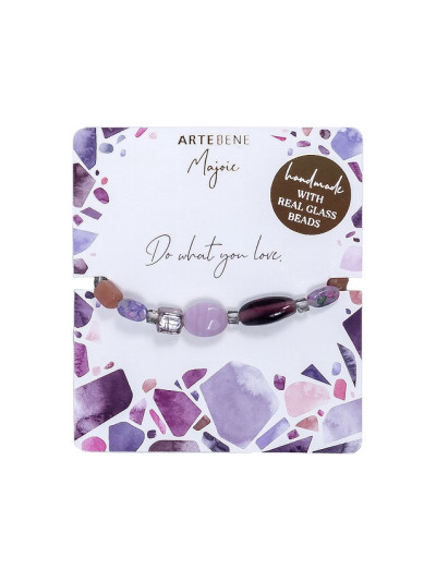 Armband Echte Glasperlen, Beere-Mauve Majoie Gummizug
