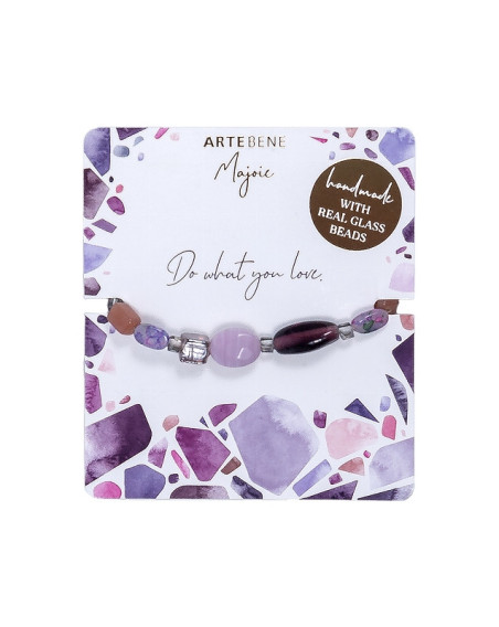 Armband Echte Glasperlen, Beere-Mauve Majoie Gummizug