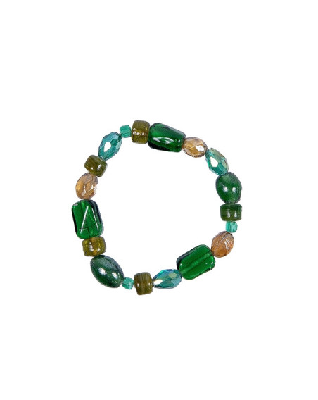 Armband Echte Glasperlen, Grün-Creme Majoie Gummizug