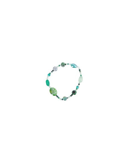 Armband Majoie, Echte Glasperlen Grün-Mint, Gummiband