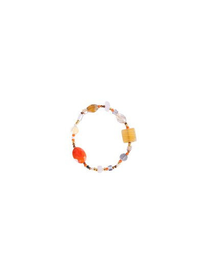Armband Majoie, Echte Glasperlen Orange-Braun, Gummiband