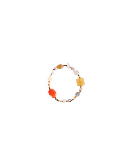 Armband Majoie, Echte Glasperlen Orange-Braun, Gummiband