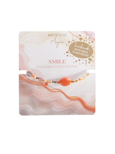 Armband Majoie, Echte Glasperlen Orange-Braun, Gummiband