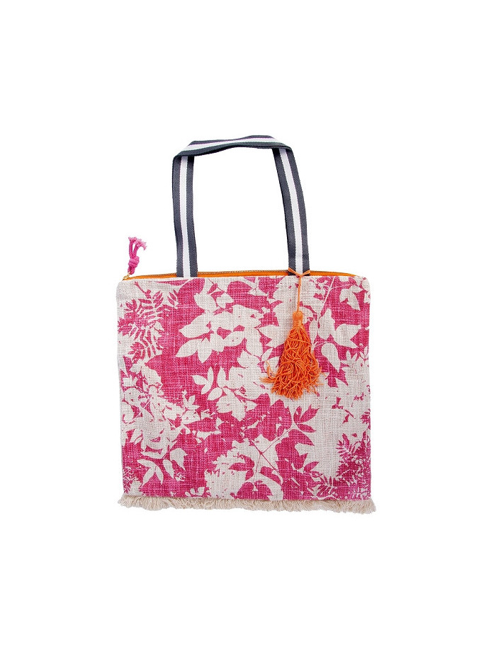 Shopper Umhängetasche Handtasche "Pinke Blätter" 35 x 40 cm