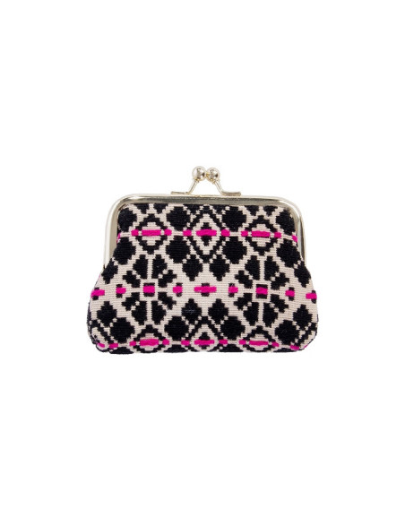 Clipbörse Portemonnaie Majoie Boho Pink-Schwarz 11x8cm