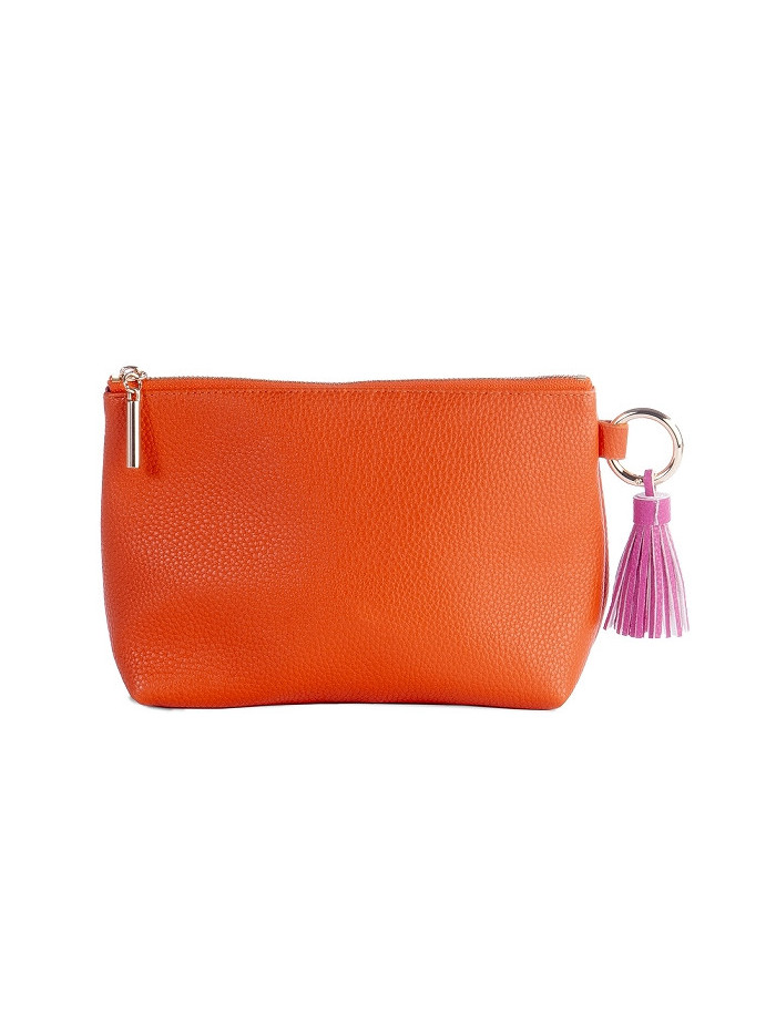 Kosmetiktasche Majoie Leder-Optik Orange 21x14x8cm