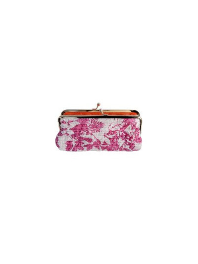 Kosmetiktasche Schmucktasche Clipbörse Majoie Blätter Pink  18x9cm