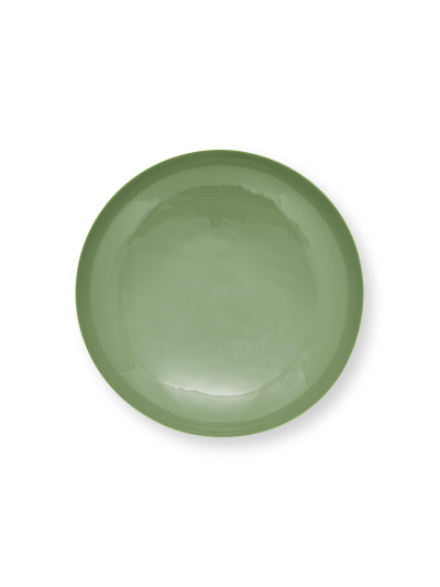 Schale auf Fuß, Vase, Low Tray Metall Mid Green 35x12,5cm