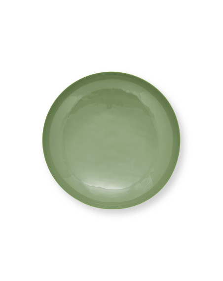 Schale auf Fuß, Vase, Low Tray Metall Mid Green 35x12,5cm