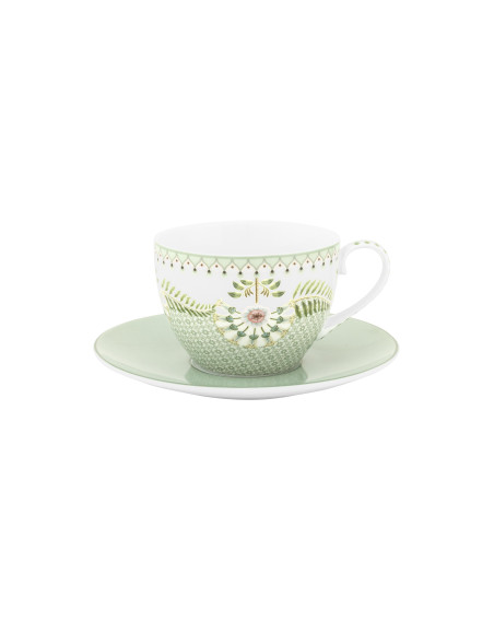 Lily & Lotus Cappuccino Kaffee Tee Tasse 2 tlg. Tiles Light Green 280 ml