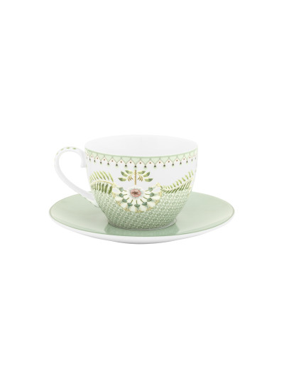 Lily & Lotus Cappuccino Kaffee Tee Tasse 2 tlg. Tiles Light Green 280 ml