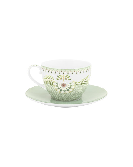 Lily & Lotus Cappuccino Kaffee Tee Tasse 2 tlg. Tiles Light Green 280 ml