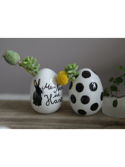 Eier Vase "Mein Name ist Hase" Porzellan 8x5,5cm