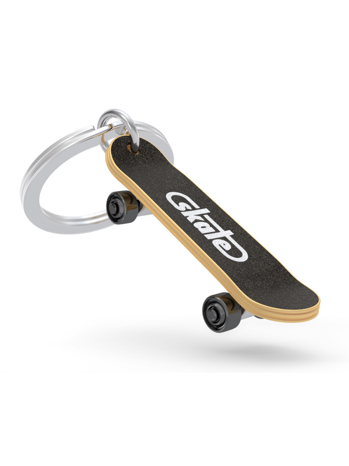 Schlüsselanhänger "Skateboard" Schwarz-Gold-Silber Schlüsselanhänger "Skateboard" Schwarz-Gold-Silber