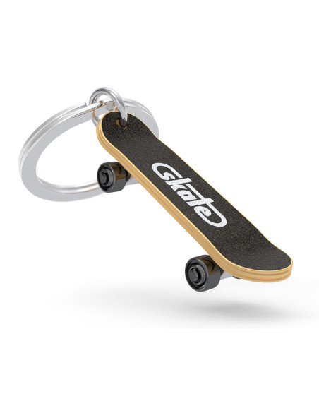 Schlüsselanhänger "Skateboard" Schwarz-Gold-Silber