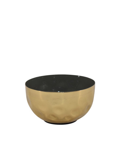 Schale Schüssel Metall Emailliert Khaki-Gold Rund 10 cm