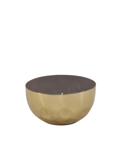 Schale Schüssel Metall Emailliert Sand-Gold Rund 10 cm