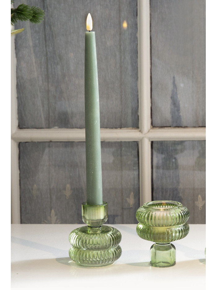 Kerzenhalter wendbar für Stabkerze oder Teelicht, Glas grün Kerzenhalter wendbar für Stabkerze oder Teelicht, Glas grün