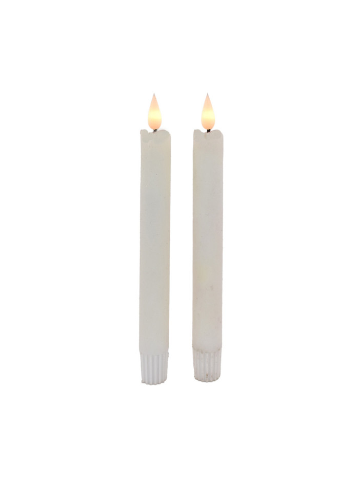LED Echtwachs Stabkerze Weiß 21 x 2 cm, 2 tlg. mit Fernbedienung LED Echtwachs Stabkerze Weiß 21 x 2 cm, 2 tlg. mit Fernbedienung