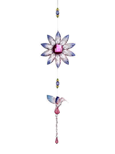 Girlande Blume mit Kolibri Acryl Pink-Lila-Rosa 47cm
