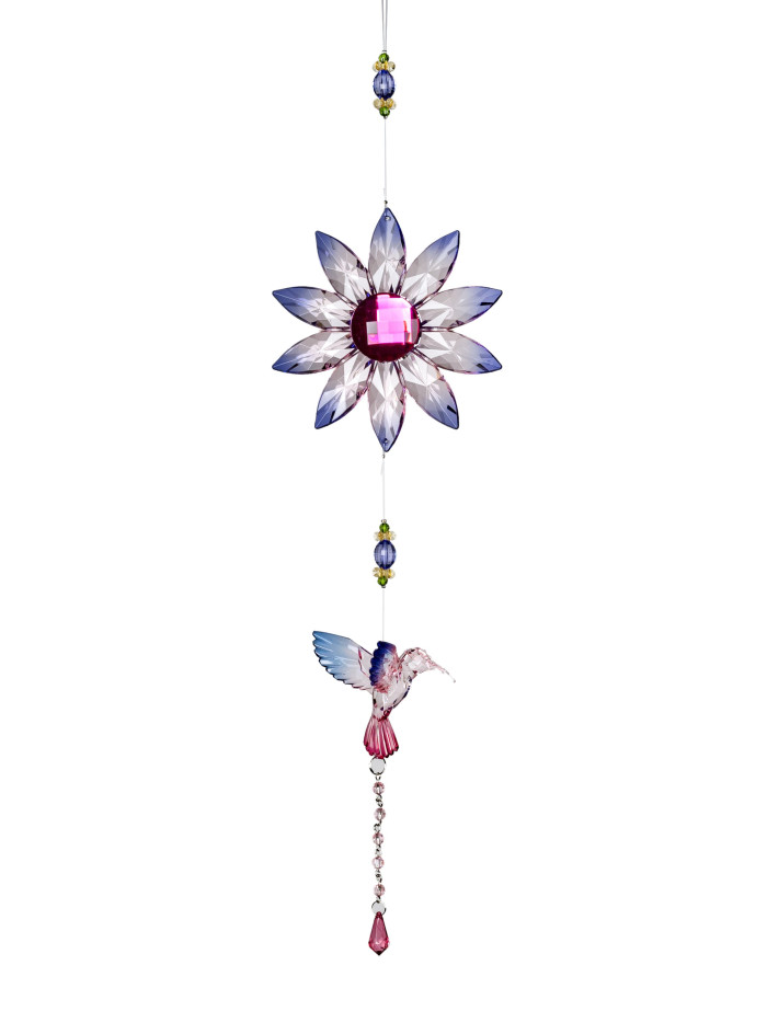 Girlande Blume mit Kolibri Acryl Pink-Lila-Rosa 47cm