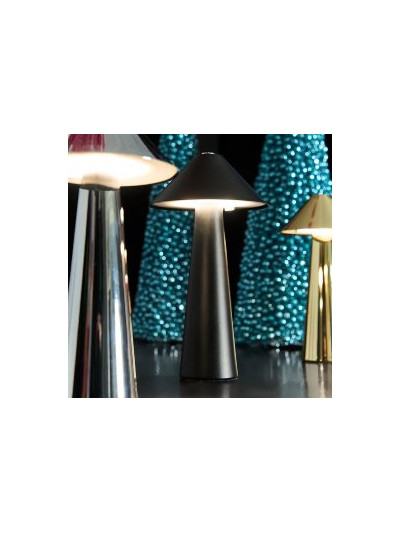 LED Tischlampe Pilz Matt-Schwarz, Touch Dimmer 17cm