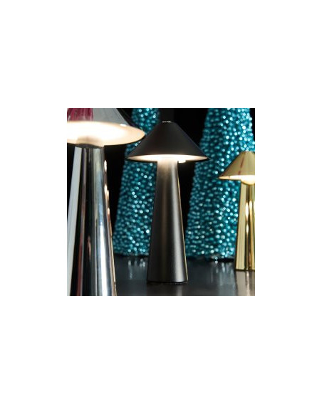 LED Tischlampe Pilz Matt-Schwarz, Touch Dimmer 17cm