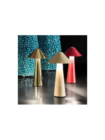 LED Tischlampe Pilz Matt-Creme, Touch Dimmer 17cm
