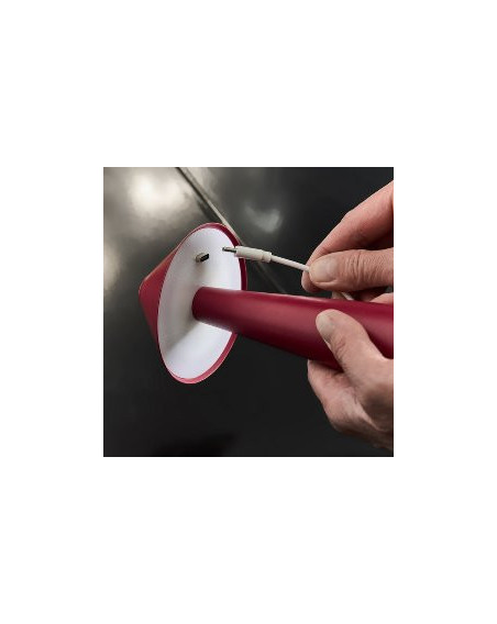 LED Tischlampe Pilz Matt-Rot, Touch Dimmer 17cm
